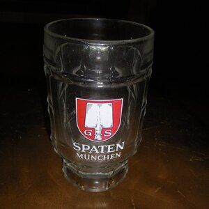 Vintage Thick Glass Small German Beer Mug Spaten Munchen GS